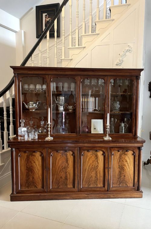fig 1. Outstanding Quality Antique William IV Figured Mahogany Bookcase