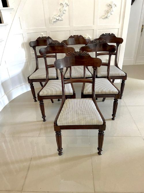 Superb Quality Set of 6 Antique Regency Mahogany Dining Chairs