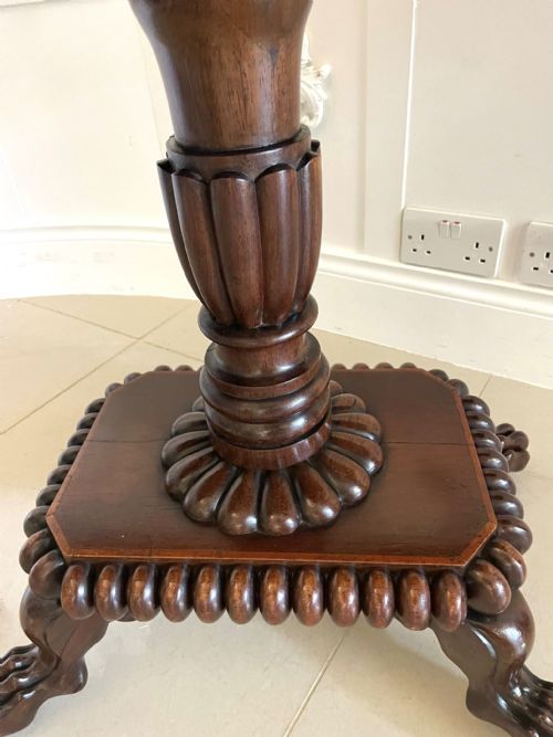 FINE QUALITY ANTIQUE REGENCY CARVED ROSEWOOD BRASS INLAID CARDSIDE TABLE - ADDITIONAL PHOTO 5