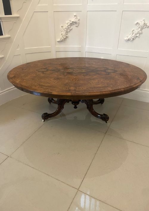 Outstanding Quality Antique Victorian Burr Walnut Inlaid Oval Coffee Table