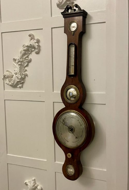 ANTIQUE GEORGE III QUALITY ROSEWOOD BANJO BAROMETER - ADDITIONAL PHOTO 3
