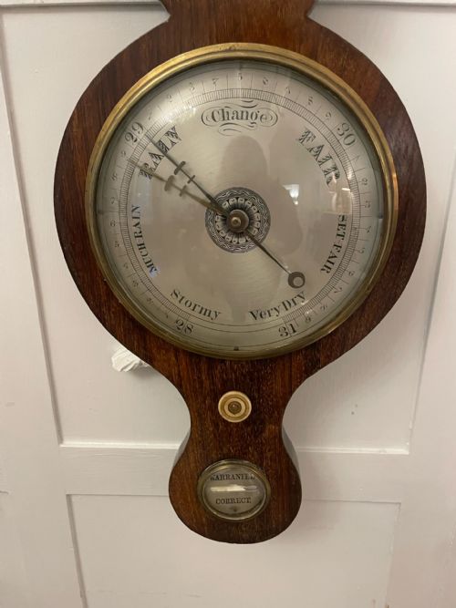 ANTIQUE GEORGE III QUALITY ROSEWOOD BANJO BAROMETER - ADDITIONAL PHOTO 8