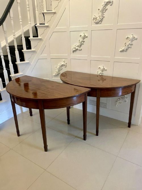 Large Pair of Antique George III Quality  Mahogany Demi Lune Console Tables