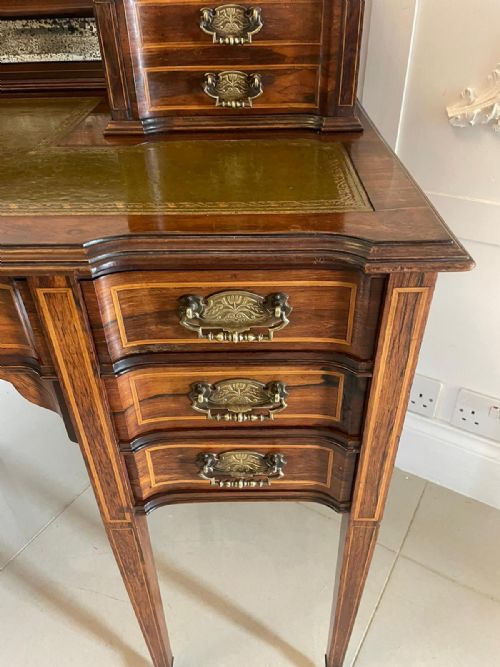 FINE QUALITY ANTIQUE VICTORIAN FREESTANDING MAPLE CO INLAID WRITING DESK - ADDITIONAL PHOTO 1