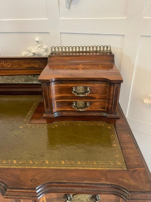 FINE QUALITY ANTIQUE VICTORIAN FREESTANDING MAPLE CO INLAID WRITING DESK - ADDITIONAL PHOTO 3