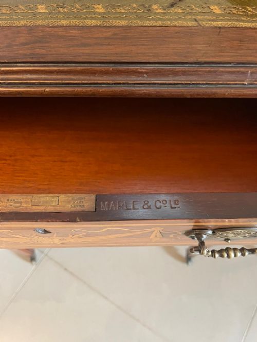 FINE QUALITY ANTIQUE VICTORIAN FREESTANDING MAPLE CO INLAID WRITING DESK - ADDITIONAL PHOTO 6