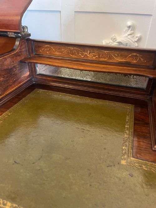 FINE QUALITY ANTIQUE VICTORIAN FREESTANDING MAPLE CO INLAID WRITING DESK - ADDITIONAL PHOTO 12
