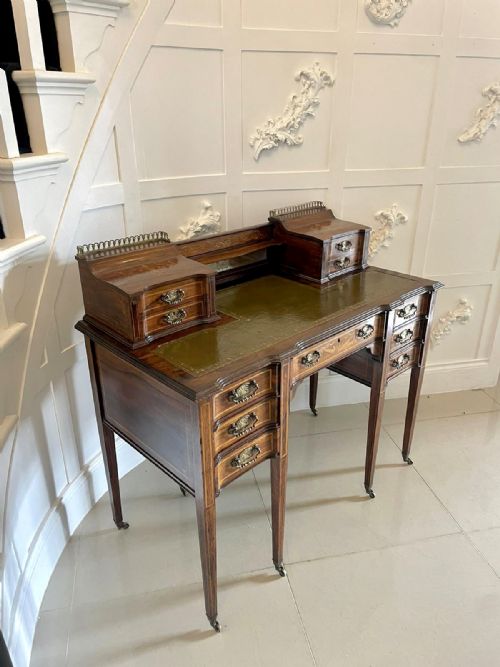 FINE QUALITY ANTIQUE VICTORIAN FREESTANDING MAPLE CO INLAID WRITING DESK - ADDITIONAL PHOTO 20