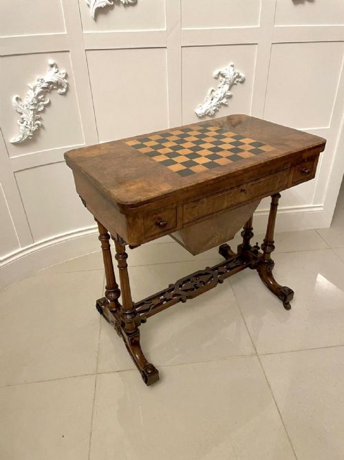 Fine Quality Antique Victorian Burr Walnut Inlaid Games Table