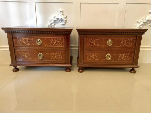 Quality Pair of Antique Edwardian Inlaid Mahogany Chests