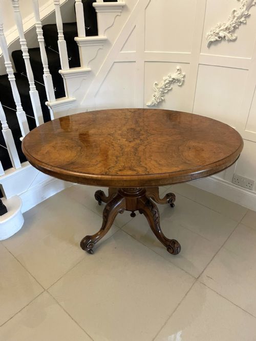 Superb Quality Antique Victorian Oval Burr Walnut Dining Table