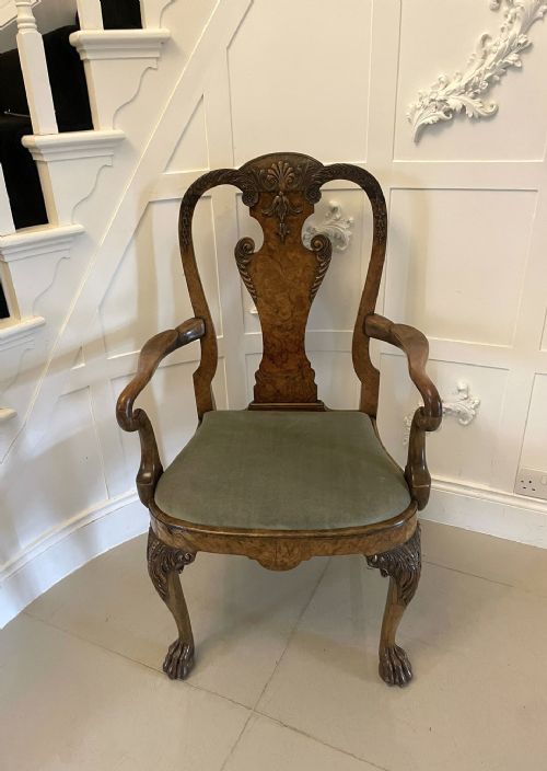 Superb Quality Antique Victorian Burr and Carved Walnut Desk Chair