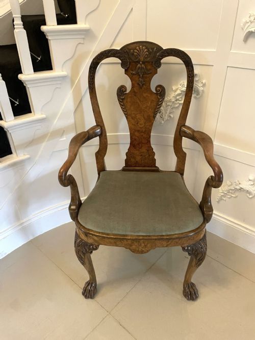 fig 1. Superb Quality Antique Victorian Burr And Carved Walnut Desk Chair