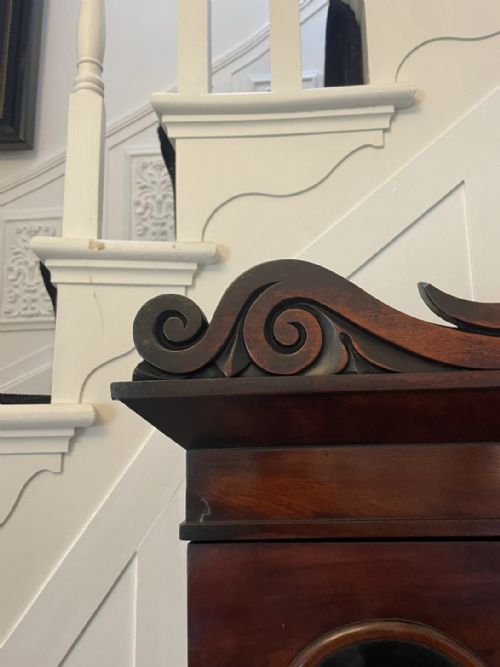 SMALL ANTIQUE REGENCY QUALITY FIGURED MAHOGANY SECRETAIRE BOOKCASE - ADDITIONAL PHOTO 6