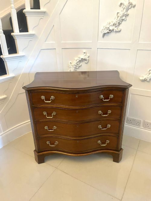 Antique Edwardian Quality Mahogany Serpentine Shaped Chest of 4 Drawers
