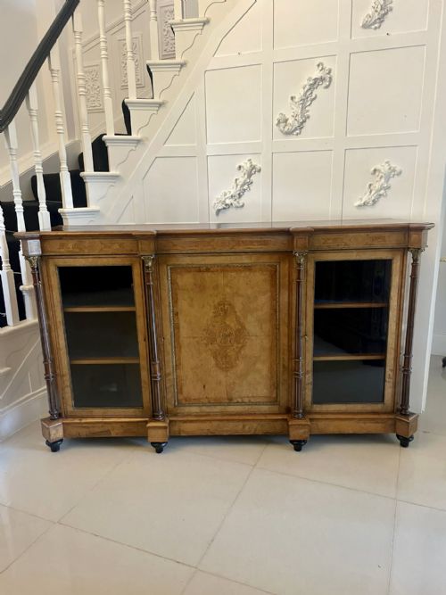 Outstanding Quality Antique Victorian Burr Walnut Inlaid Credenza/sideboard