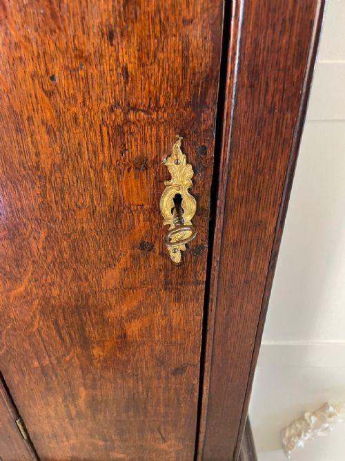 fig 1. 18th Century Quality Antique Oak Brass Face Longcase Clock by Benjamin Reeves, Lamberhurst