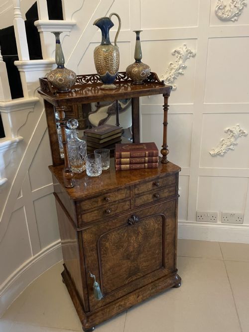 fig 1. Unusual Antique Victorian Quality Burr Walnut Side Cabinet