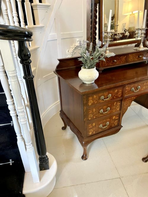 fig 2. Outstanding Quality Antique Victorian Figured Walnut Floral Marquetry Inlaid Dressing Table