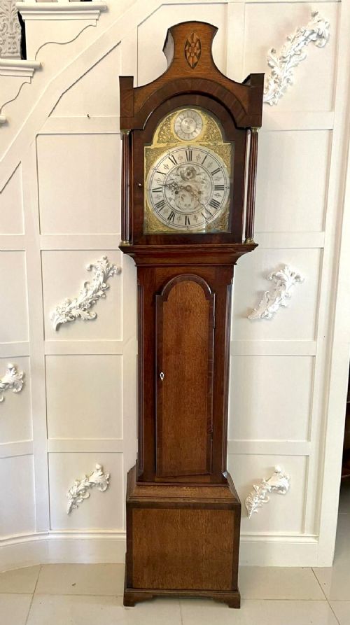 Antique George III Quality Eight Day Brass Face Oak Longcase Clock 