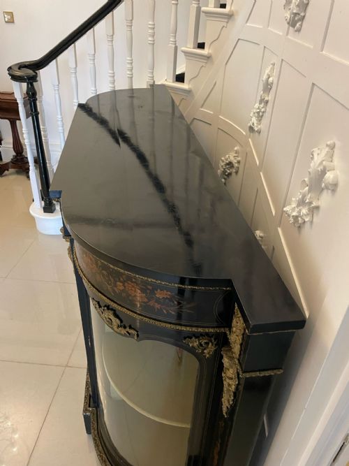 OUTSTANDING QUALITY ANTIQUE VICTORIAN EBONISED AND INLAID FLORAL MARQUETRY CREDENZASIDEBOARD - ADDITIONAL PHOTO 7