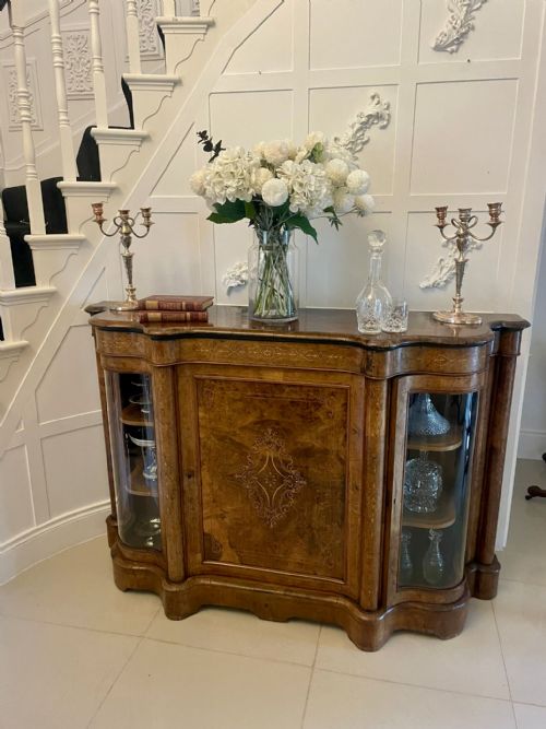 SUPERB QUALITY ANTIQUE VICTORIAN BURR WALNUT INLAID CREDENZASIDEBOARD - ADDITIONAL PHOTO 1