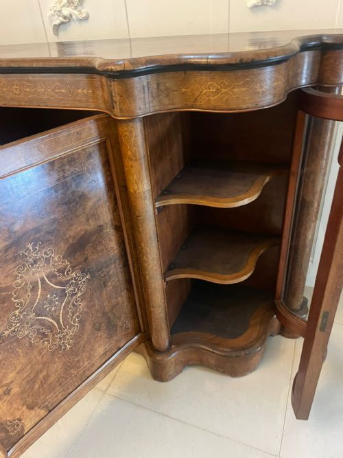 SUPERB QUALITY ANTIQUE VICTORIAN BURR WALNUT INLAID CREDENZASIDEBOARD - ADDITIONAL PHOTO 4