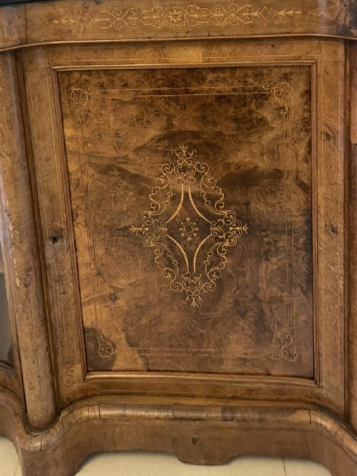 SUPERB QUALITY ANTIQUE VICTORIAN BURR WALNUT INLAID CREDENZASIDEBOARD - ADDITIONAL PHOTO 9