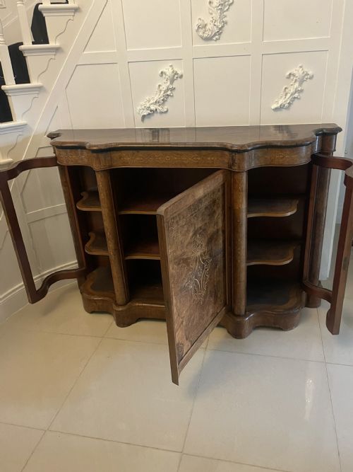 SUPERB QUALITY ANTIQUE VICTORIAN BURR WALNUT INLAID CREDENZASIDEBOARD - ADDITIONAL PHOTO 11