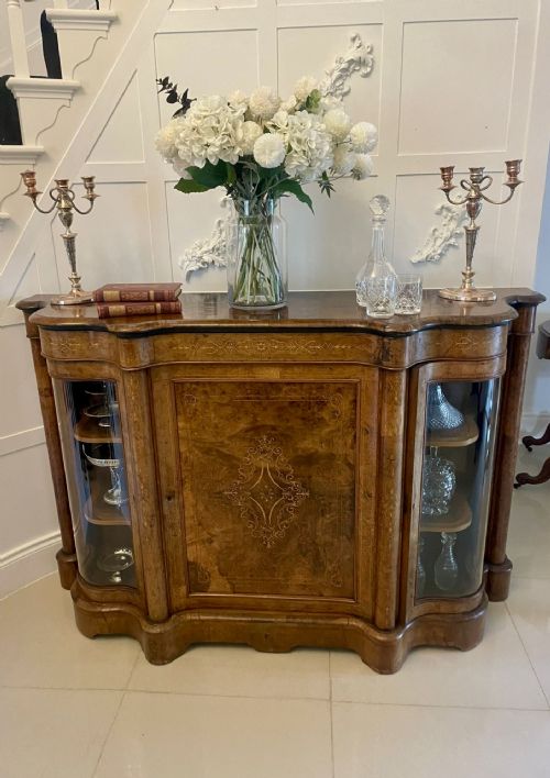 SUPERB QUALITY ANTIQUE VICTORIAN BURR WALNUT INLAID CREDENZASIDEBOARD - ADDITIONAL PHOTO 13