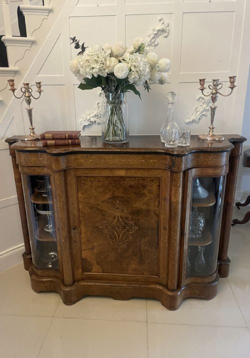 SUPERB QUALITY ANTIQUE VICTORIAN BURR WALNUT INLAID CREDENZASIDEBOARD - ADDITIONAL PHOTO 14