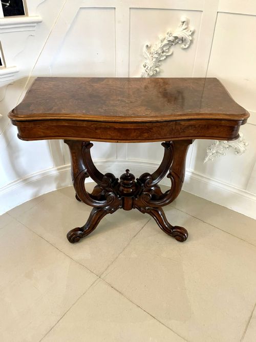 Antique Victorian Quality Burr Walnut Card/side Table