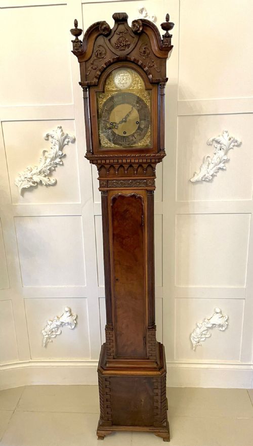 Outstanding Quality Antique Chippendale Style Carved Mahogany Grandmother Clock