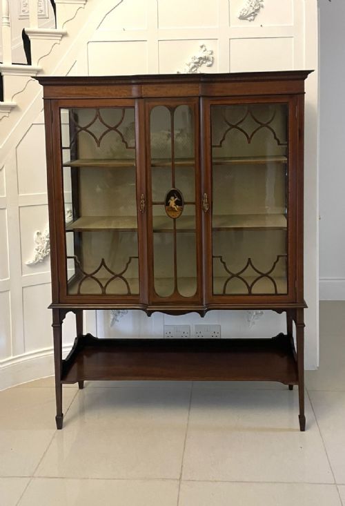 ANTIQUE EDWARDIAN SUPERB QUALITY INLAID MAHOGANY DISPLAY CABINET - ADDITIONAL PHOTO 11
