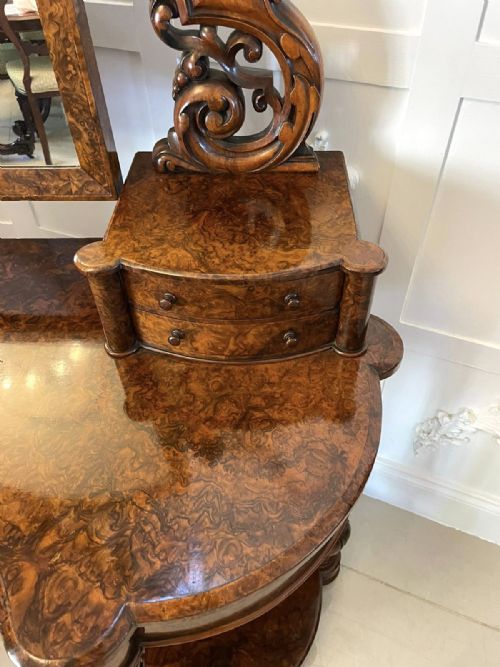 FINE QUALITY ANTIQUE VICTORIAN BURR WALNUT DRESSING TABLE - ADDITIONAL PHOTO 12