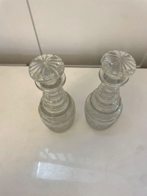 SMALL PAIR OF ANTIQUE GEORGE III QUALITY CUT GLASS DECANTERS - ADDITIONAL PHOTO 6