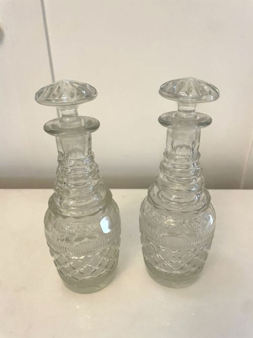 SMALL PAIR OF ANTIQUE GEORGE III QUALITY CUT GLASS DECANTERS - ADDITIONAL PHOTO 7