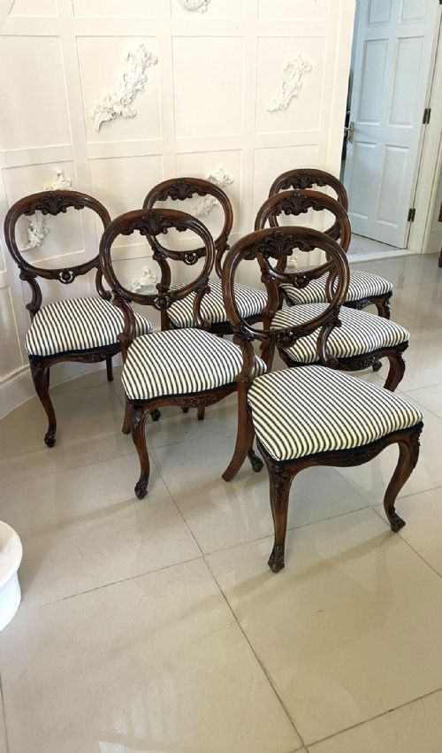 OUTSTANDING QUALITY SET OF 6 ANTIQUE VICTORIAN CARVED WALNUT DINING CHAIRS - ADDITIONAL PHOTO 9