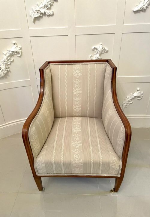 ANTIQUE INLAID MAHOGANY LIBRARY CHAIR - ADDITIONAL PHOTO 2