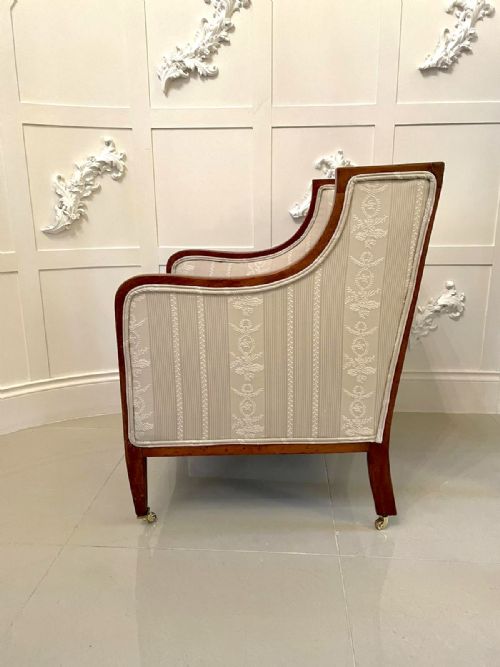 ANTIQUE INLAID MAHOGANY LIBRARY CHAIR - ADDITIONAL PHOTO 3