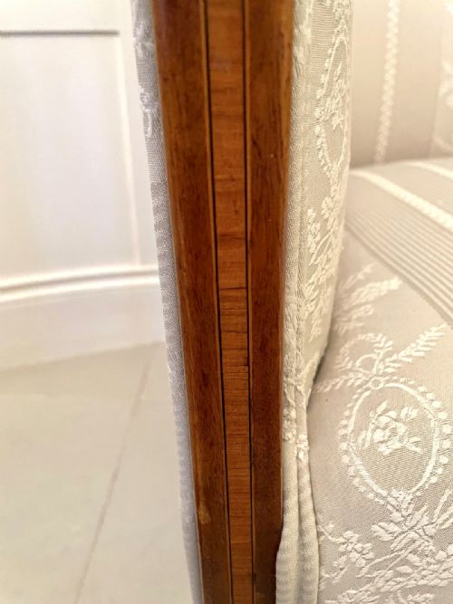 ANTIQUE INLAID MAHOGANY LIBRARY CHAIR - ADDITIONAL PHOTO 4