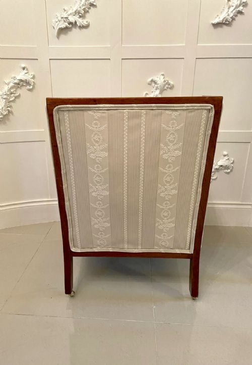 ANTIQUE INLAID MAHOGANY LIBRARY CHAIR - ADDITIONAL PHOTO 7