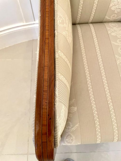 ANTIQUE INLAID MAHOGANY LIBRARY CHAIR - ADDITIONAL PHOTO 9