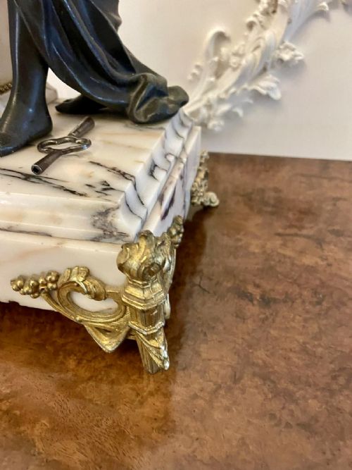 fig 1. Fine Antique French Marble, Bronze and Ormolu Striking Mantle Clock