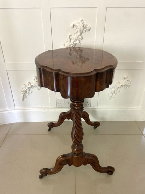 ANTIQUE VICTORIAN BURR WALNUT WORK LAMP TABLE - ADDITIONAL PHOTO 2