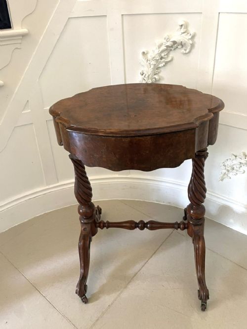 ANTIQUE VICTORIAN BURR WALNUT WORK LAMP TABLE - ADDITIONAL PHOTO 3