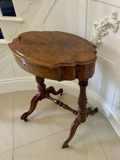ANTIQUE VICTORIAN BURR WALNUT WORK LAMP TABLE - ADDITIONAL PHOTO 4