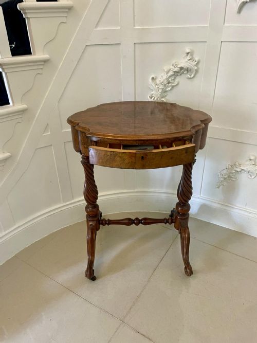 ANTIQUE VICTORIAN BURR WALNUT WORK LAMP TABLE - ADDITIONAL PHOTO 6