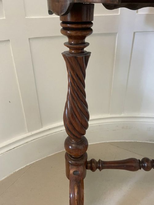ANTIQUE VICTORIAN BURR WALNUT WORK LAMP TABLE - ADDITIONAL PHOTO 8