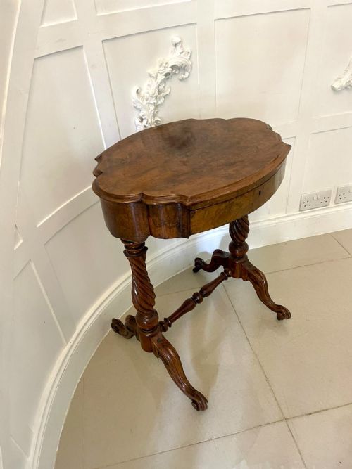 ANTIQUE VICTORIAN BURR WALNUT WORK LAMP TABLE - ADDITIONAL PHOTO 9